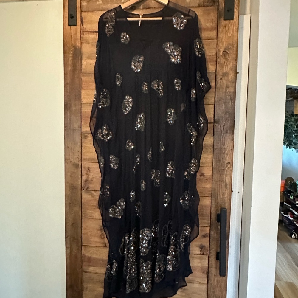 Free People Black Maxi Dress with Silver Accents